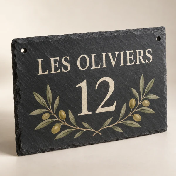 Slate photo and house sign · Flat print · AI preview