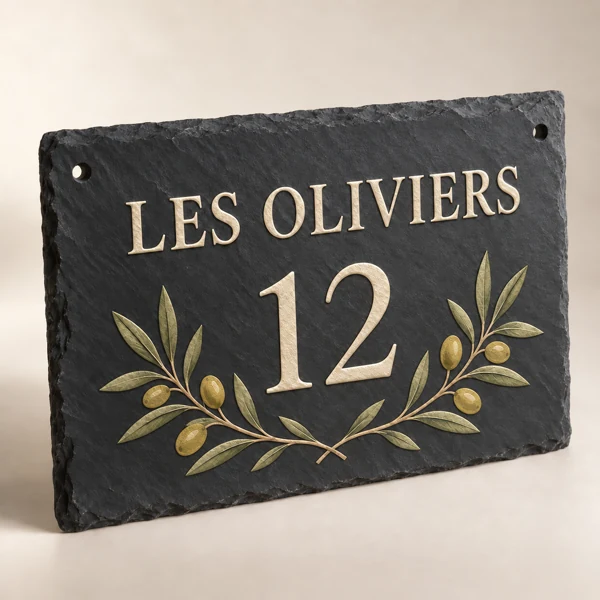 Slate photo and house sign · Raised print · AI preview