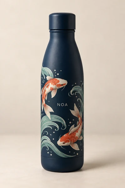 Personalised bottle and tumbler · Flat print · AI preview