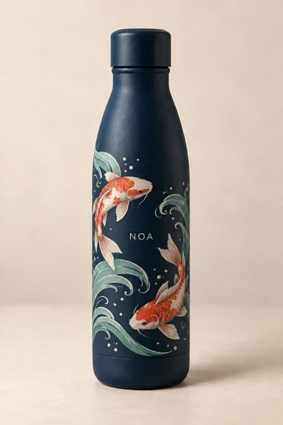 Personalised bottle and tumbler · Raised print · AI preview