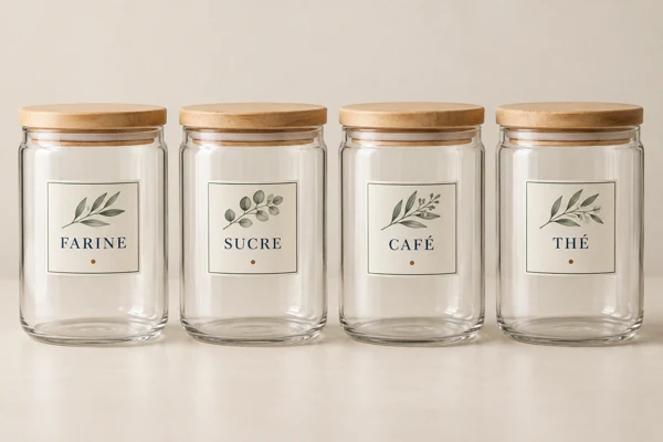 Labelled kitchen jars · Flat print · AI preview