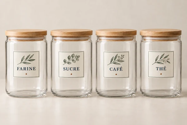 Labelled kitchen jars · Raised print · AI preview