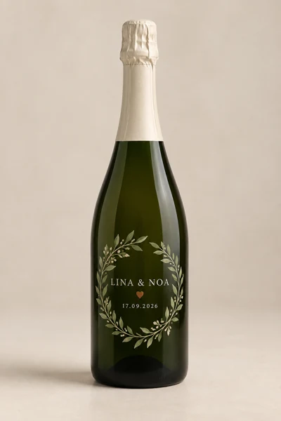 Personalised wine or champagne bottle · Flat print · AI preview