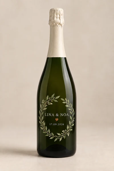 Personalised wine or champagne bottle · Raised print · AI preview