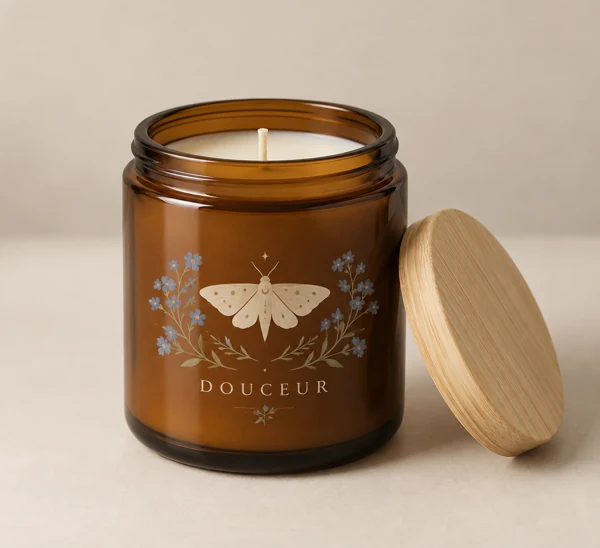 Personalised candle jar · Flat print · AI preview