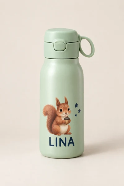 School water bottle with a name · Flat print · AI preview