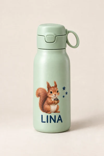 School water bottle with a name · Raised print · AI preview