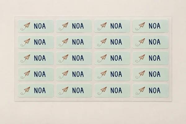 Name labels for school bag and kit · Raised print · AI preview