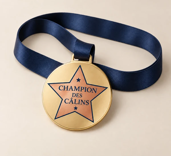 Medal, “world champion at…” · Raised print · AI preview