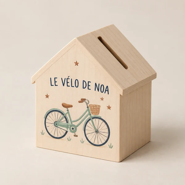 Wooden money box · Flat print · AI preview