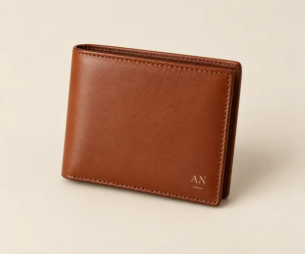 Leather wallet and card holder · Flat print · AI preview