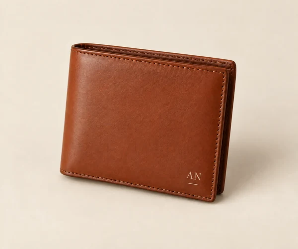 Leather wallet and card holder · Raised print · AI preview