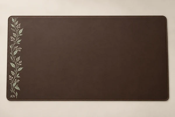 Leather mouse mat and desk pad · Flat print · AI preview