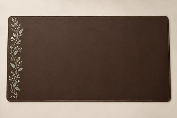 Leather mouse mat and desk pad · Raised print · AI preview