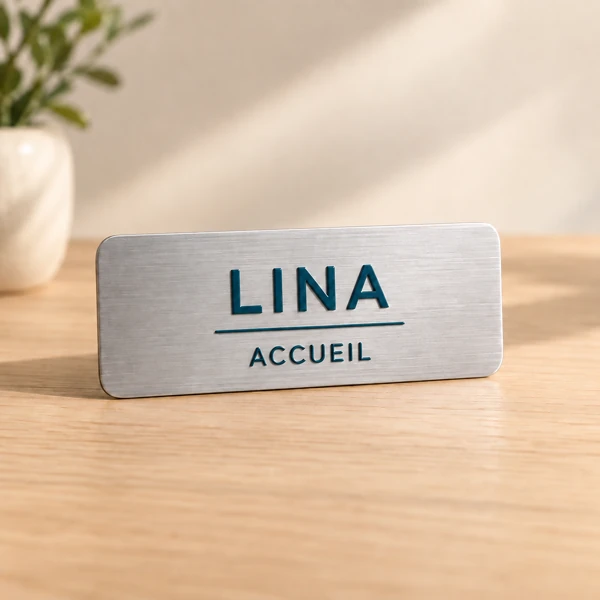 Name badges · Raised print · AI preview