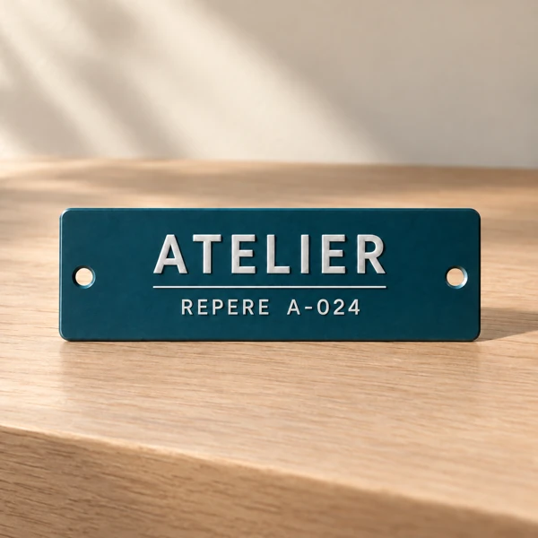 Personalised aluminium labels · Raised print · AI preview
