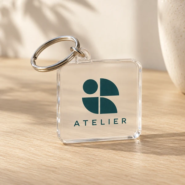 Keyrings with your logo · Flat print · AI preview