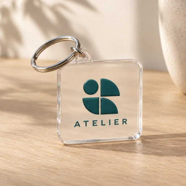 Keyrings with your logo · Raised print · AI preview