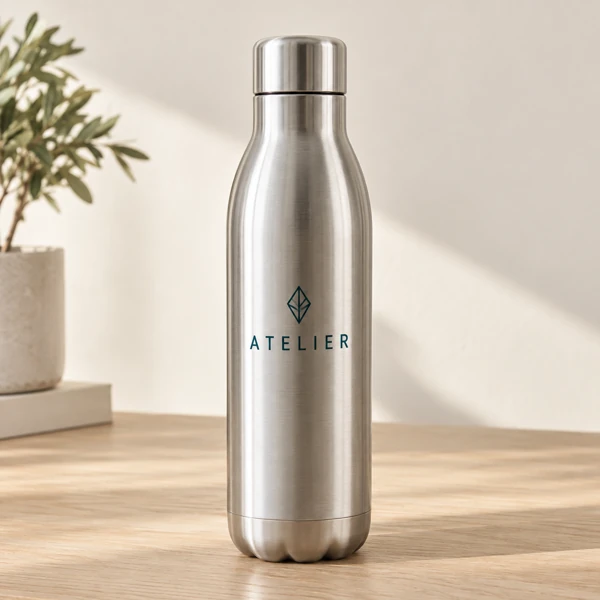 Insulated bottles and tumblers with your logo · Flat print · AI preview