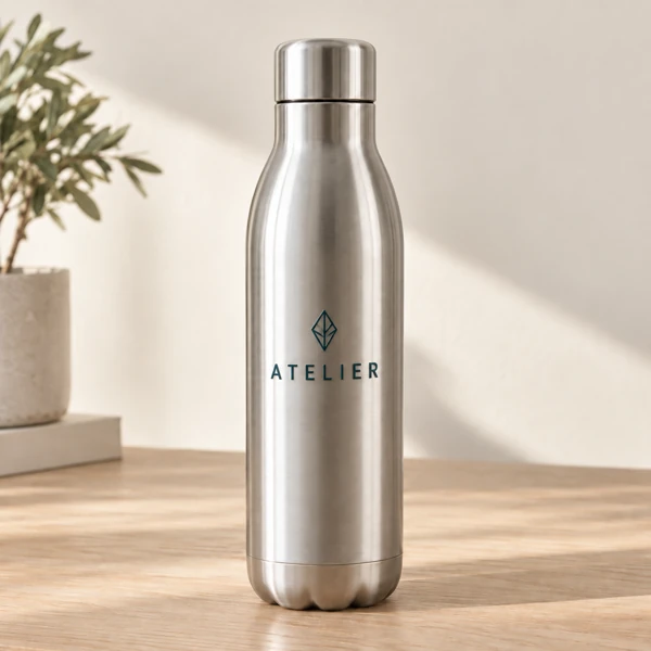 Insulated bottles and tumblers with your logo · Raised print · AI preview