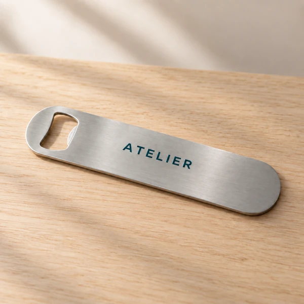 Bottle openers, rulers, flat metal objects · Raised print · AI preview