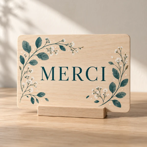 Rigid greetings cards in wood · Flat print · AI preview