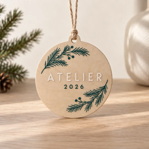 Tree decorations with your logo · Raised print · AI preview