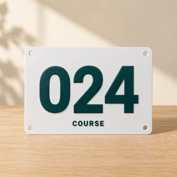 Rigid race numbers and plates · Raised print · AI preview