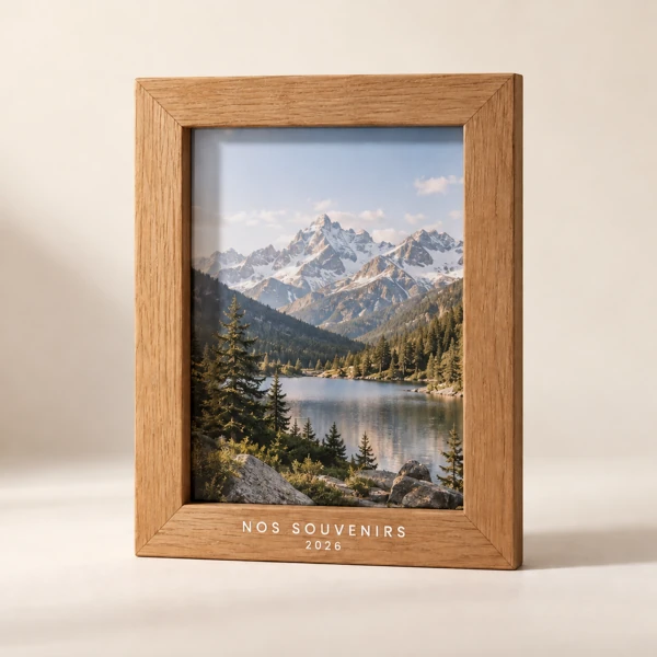 Personalised wooden photo frame · Raised print · AI preview