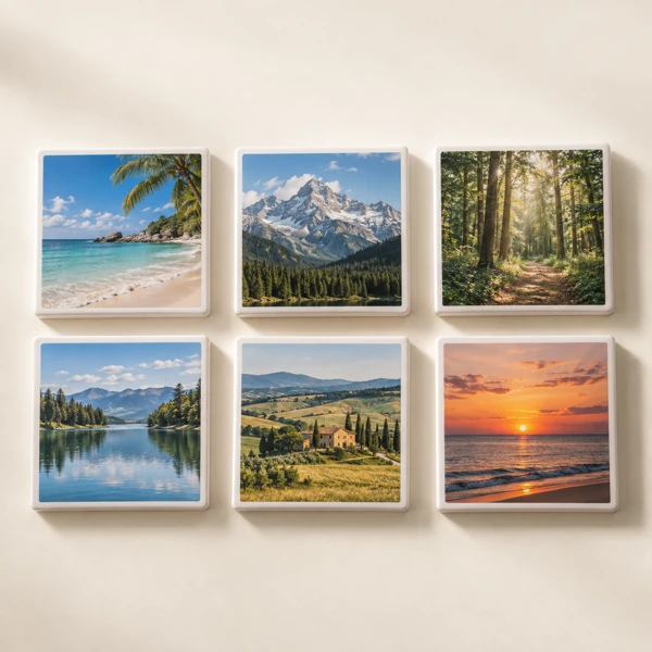 Set of 6 photo magnets · Flat print · AI preview
