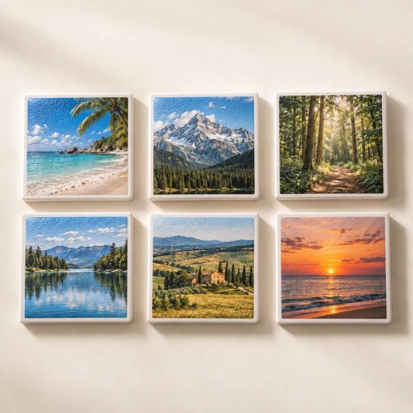 Set of 6 photo magnets · Raised print · AI preview