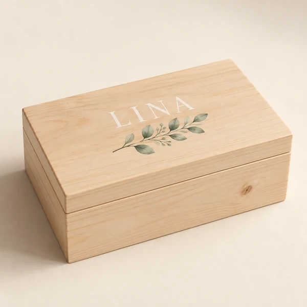 Wooden treasure box · Flat print · AI preview