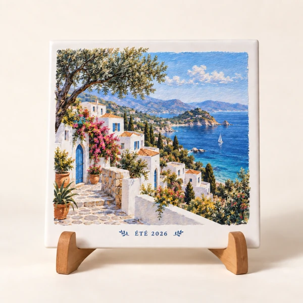 Holiday keepsake ceramic tile · Raised print · AI preview