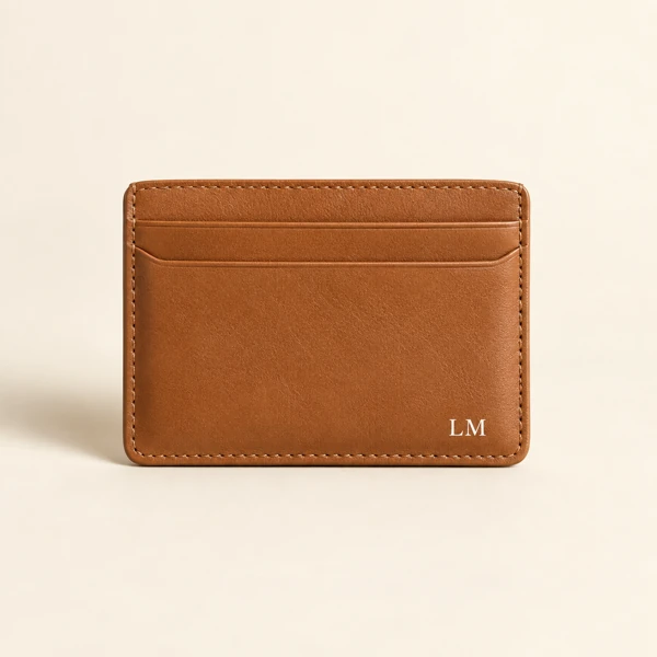 Leather card holder or wallet · Flat print · AI preview