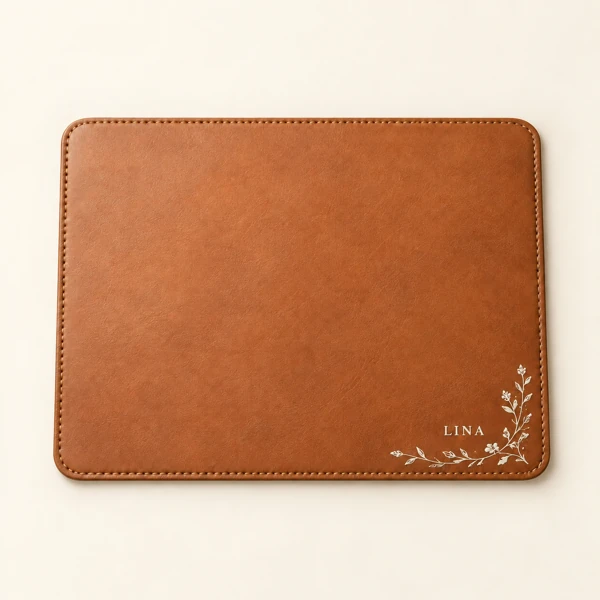 Leather desk pad or mouse mat · Raised print · AI preview