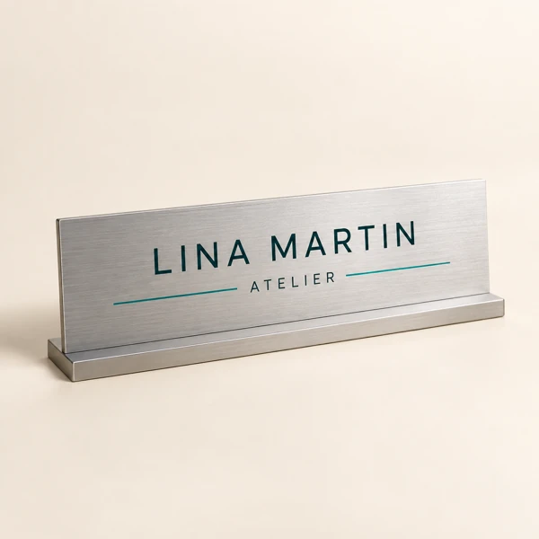 Desk name plate · Flat print · AI preview
