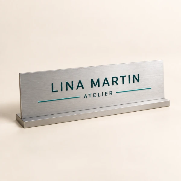 Desk name plate · Raised print · AI preview