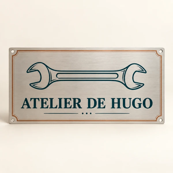 Sign, “… 's garage” or “… 's workshop” · Flat print · AI preview