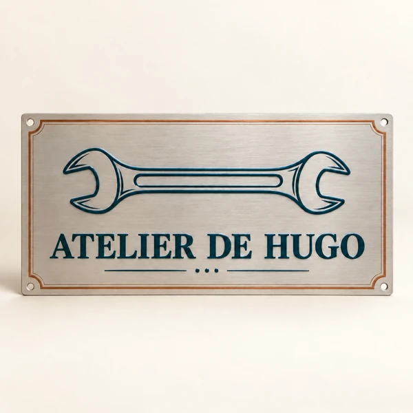 Sign, “… 's garage” or “… 's workshop” · Raised print · AI preview