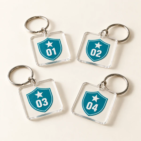Keyring set for the whole team · Raised print · AI preview