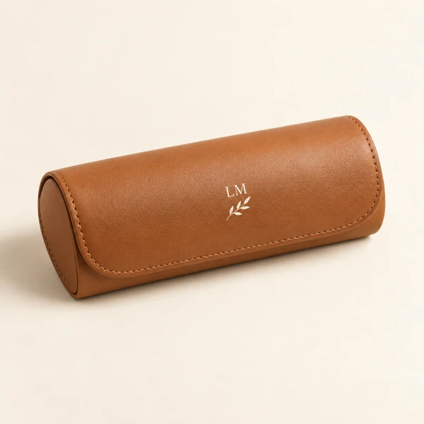 Leather glasses or card case · Flat print · AI preview