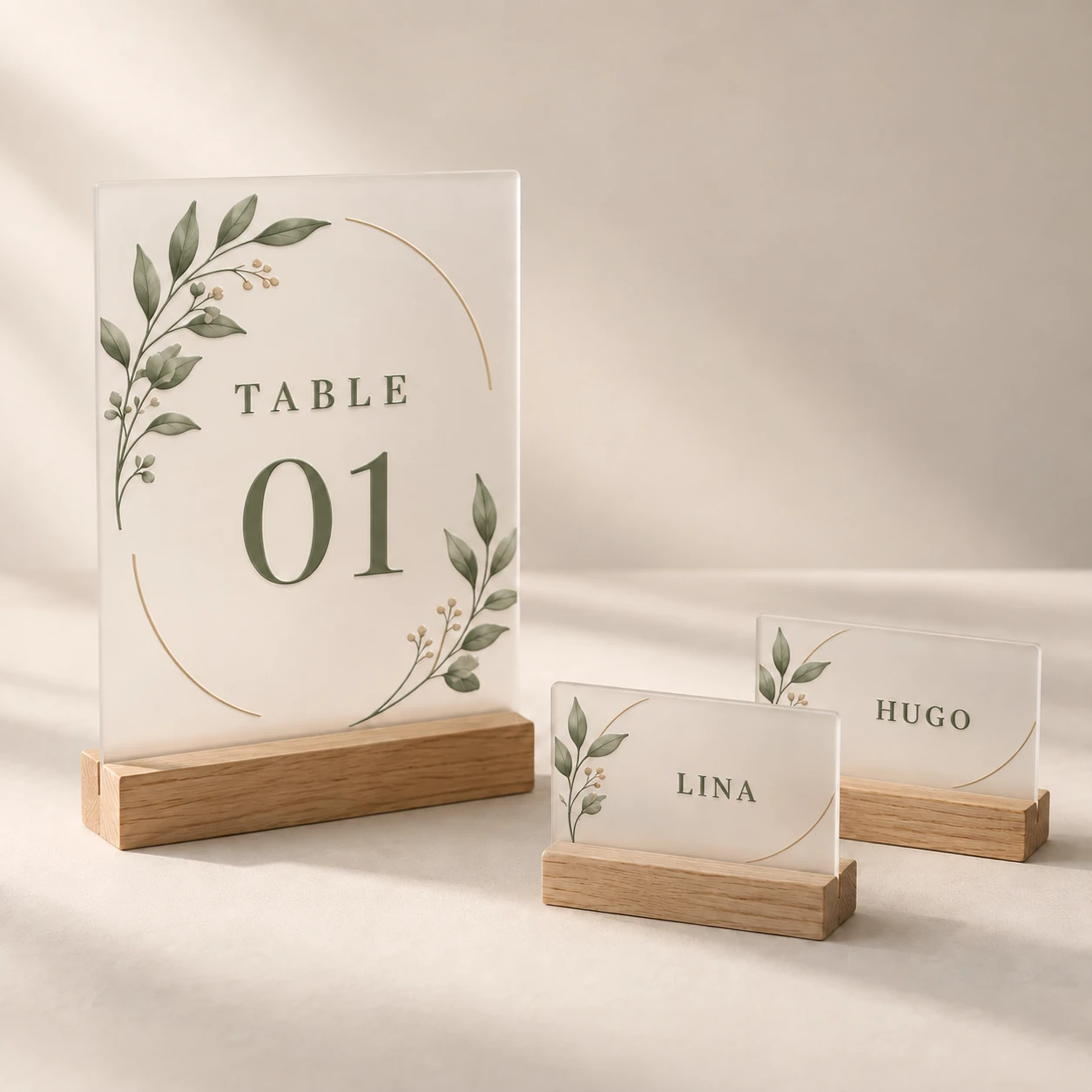 Wedding place cards and table signs — See the raised-ink preview