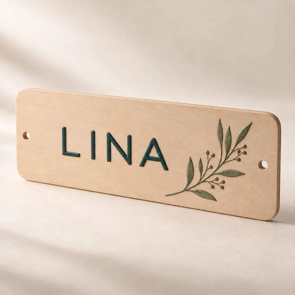 Personalised name door sign — See the raised-ink preview