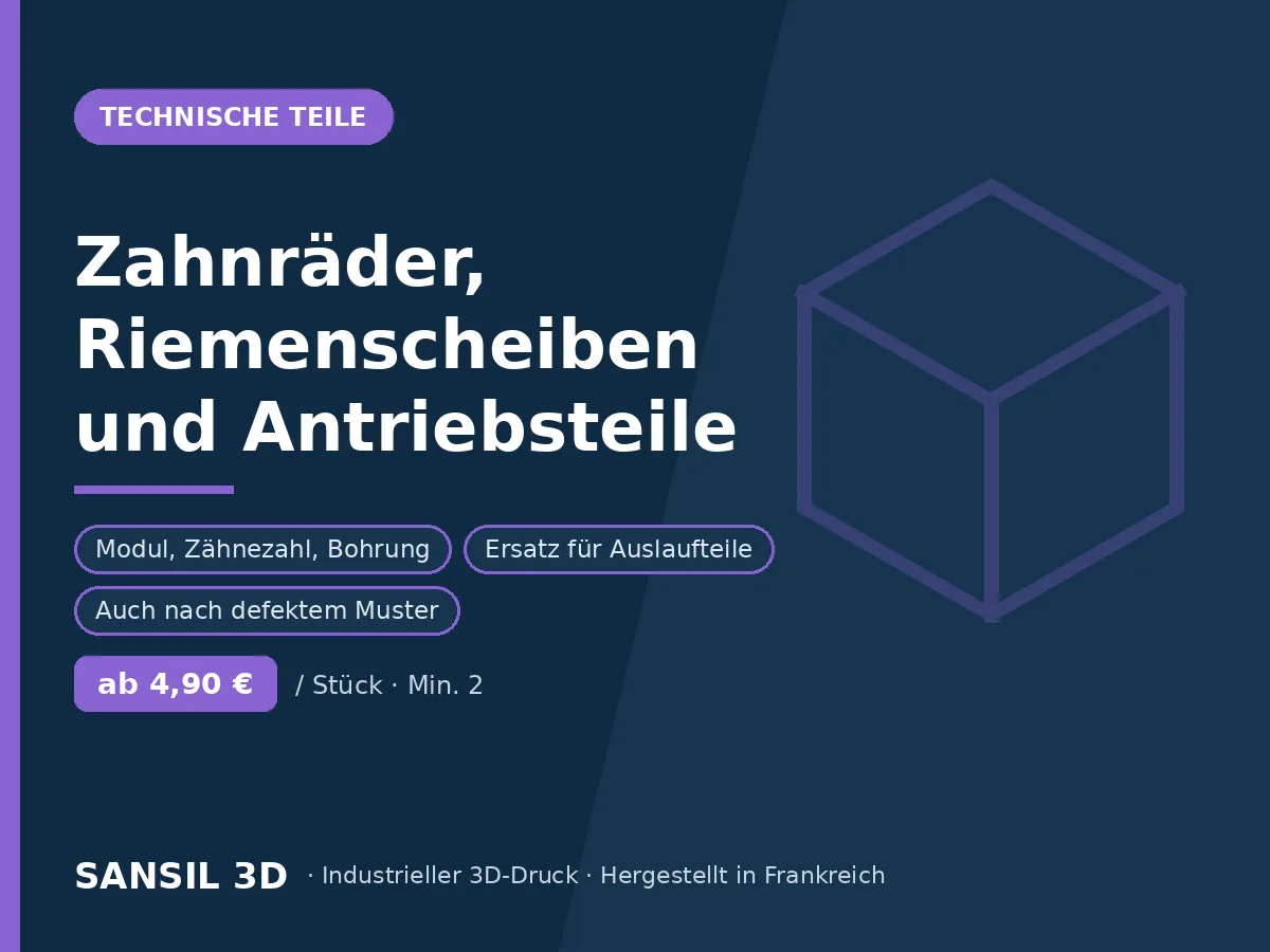 Zahnräder, Riemenscheiben und Antriebsteile für geringe Lasten