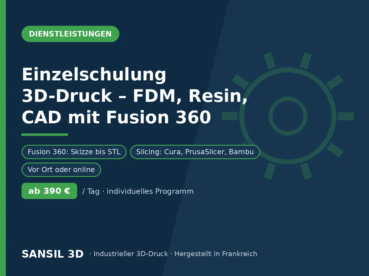 Einzelschulung 3D-Druck – FDM, Resin, CAD mit Fusion 360
