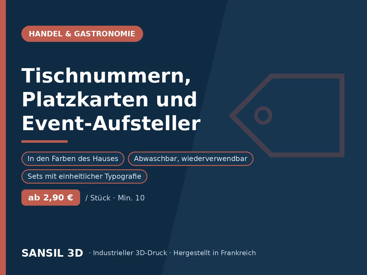 Tischnummern, Platzkarten und Aufsteller für Veranstaltungen