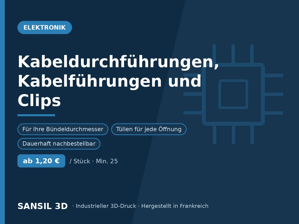 Kabeldurchführungen, Kabelführungen und Kabelclips nach Maß