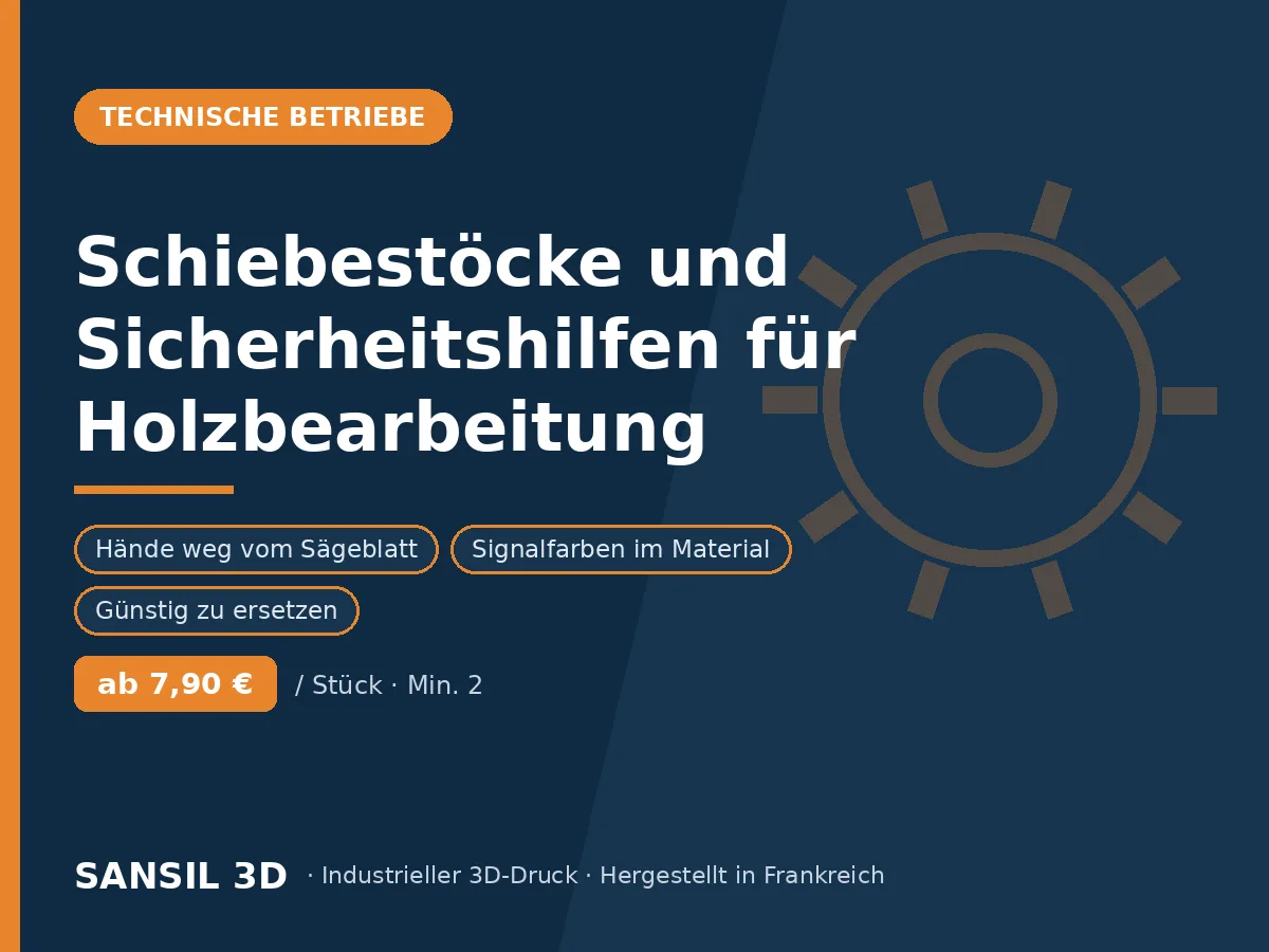 Schiebestöcke und Sicherheitsführungen für Holzbearbeitungsmaschinen