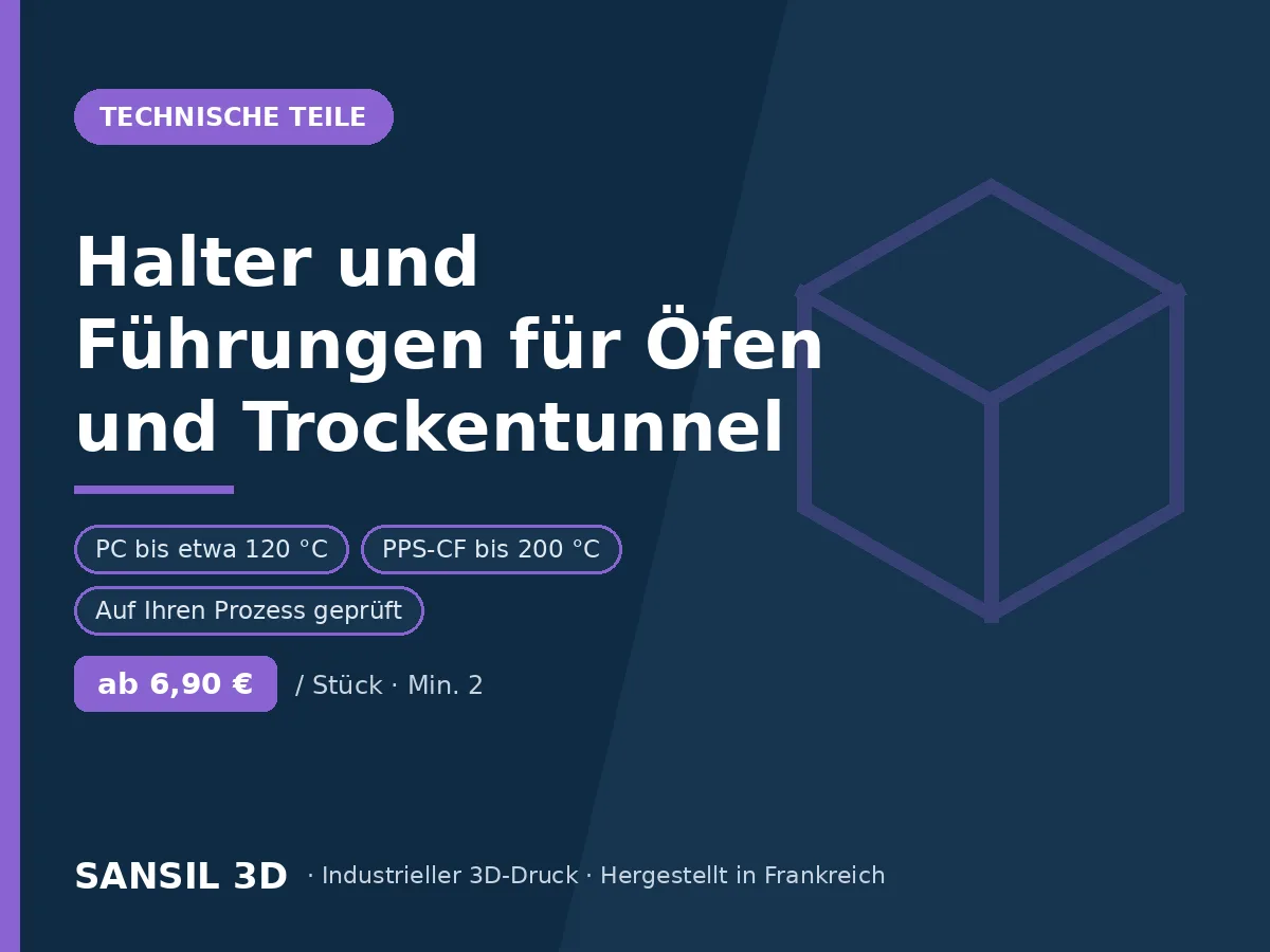 Halterungen, Führungen und Teile für Trockenöfen und Trocknungstunnel