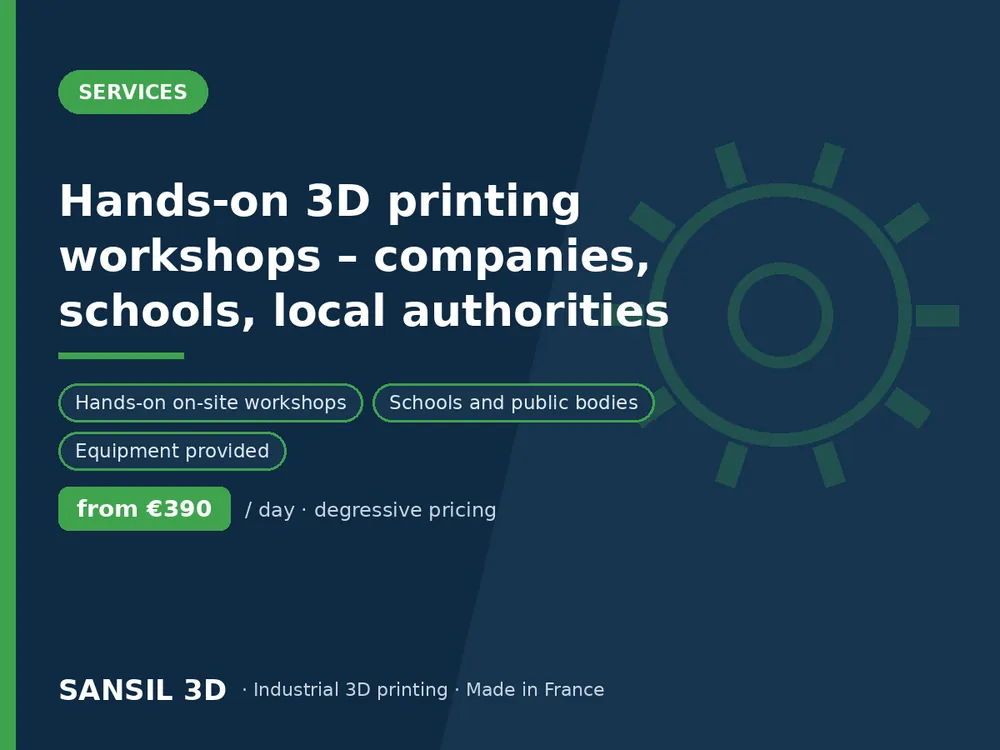 Hands-on 3D printing workshops – companies, schools, local authorities